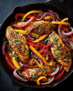 Chicken ​w/ Colorful Peppers - Balsamic vinaigrette.