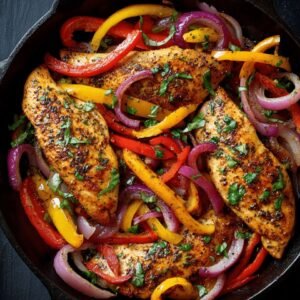 Chicken ​w/ Colorful Peppers - Balsamic vinaigrette.