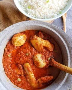 White Rice chicken stew bowl