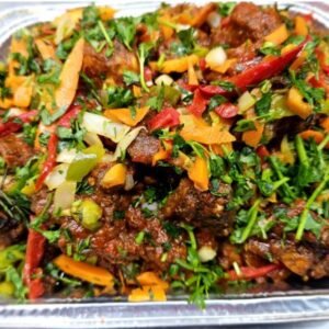 Stewed Combo Platter (Chicken, fish & Goat Meat or Beef)