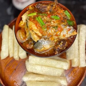 Steam Yam & Sardine W/ Nigerian Veggie Omette